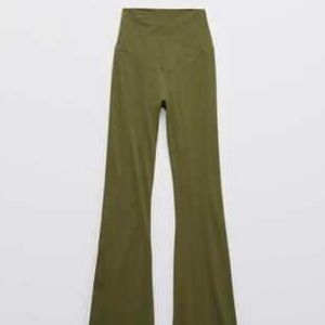 Olive aerie high waisted cross over flare leggings